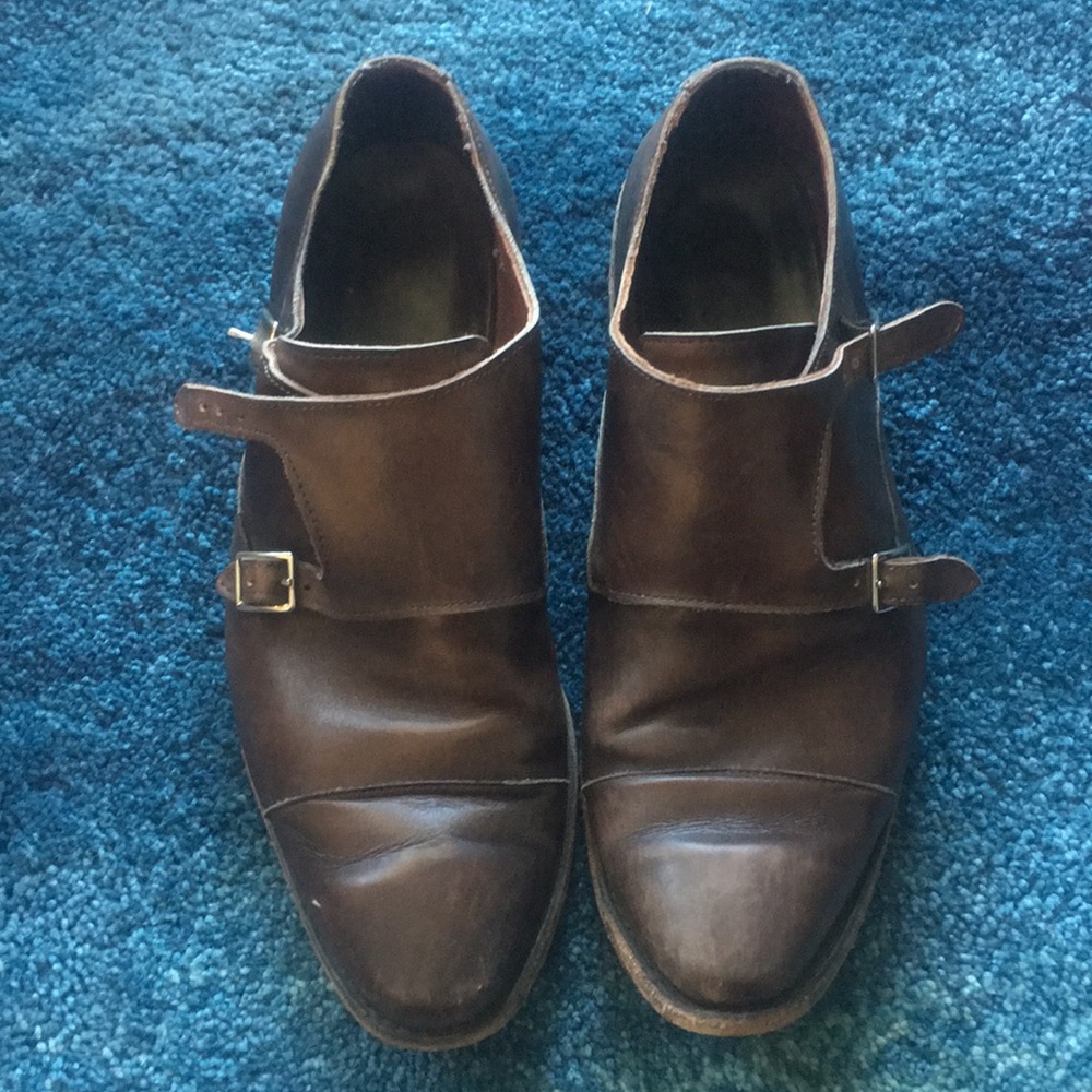 Allen Edmonds brown monk strap shoes
